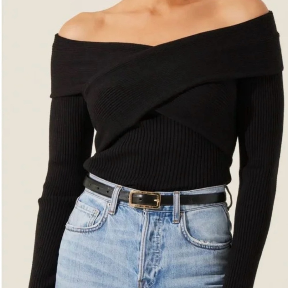 Astr Black Off-the-Shoulder Sweater
